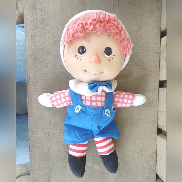 Raggedy Andy Doll Vintage 1991 Scare Crow Plush Plastic Face RARE Stuffed Toy - Picture 2 of 12